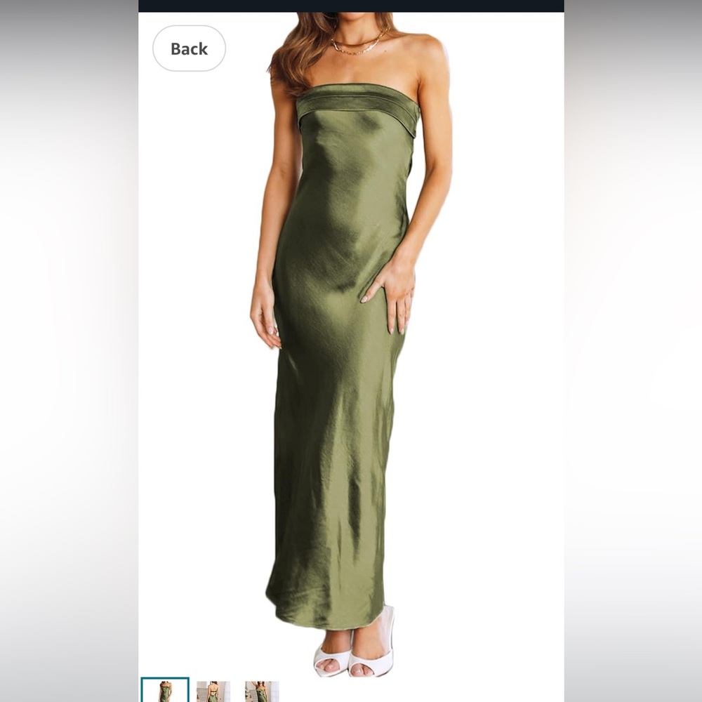 Olive Green Satin Dress